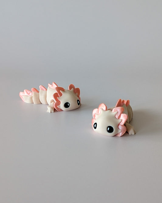 Axolotl – 3D printed cream axolotl critter figurine, handmade in Geelong by Elevated Expressions