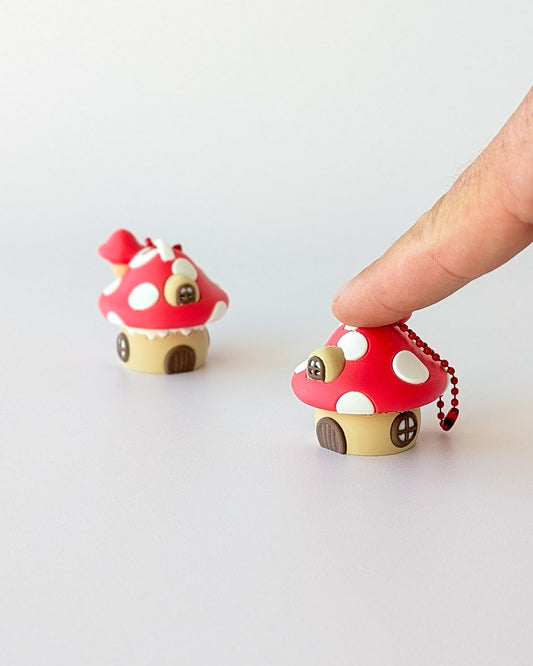 Toadstool Cottage Clicker β 3D printed pink toadstool clicker keyring, handmade in Geelong by Elevated Expressions