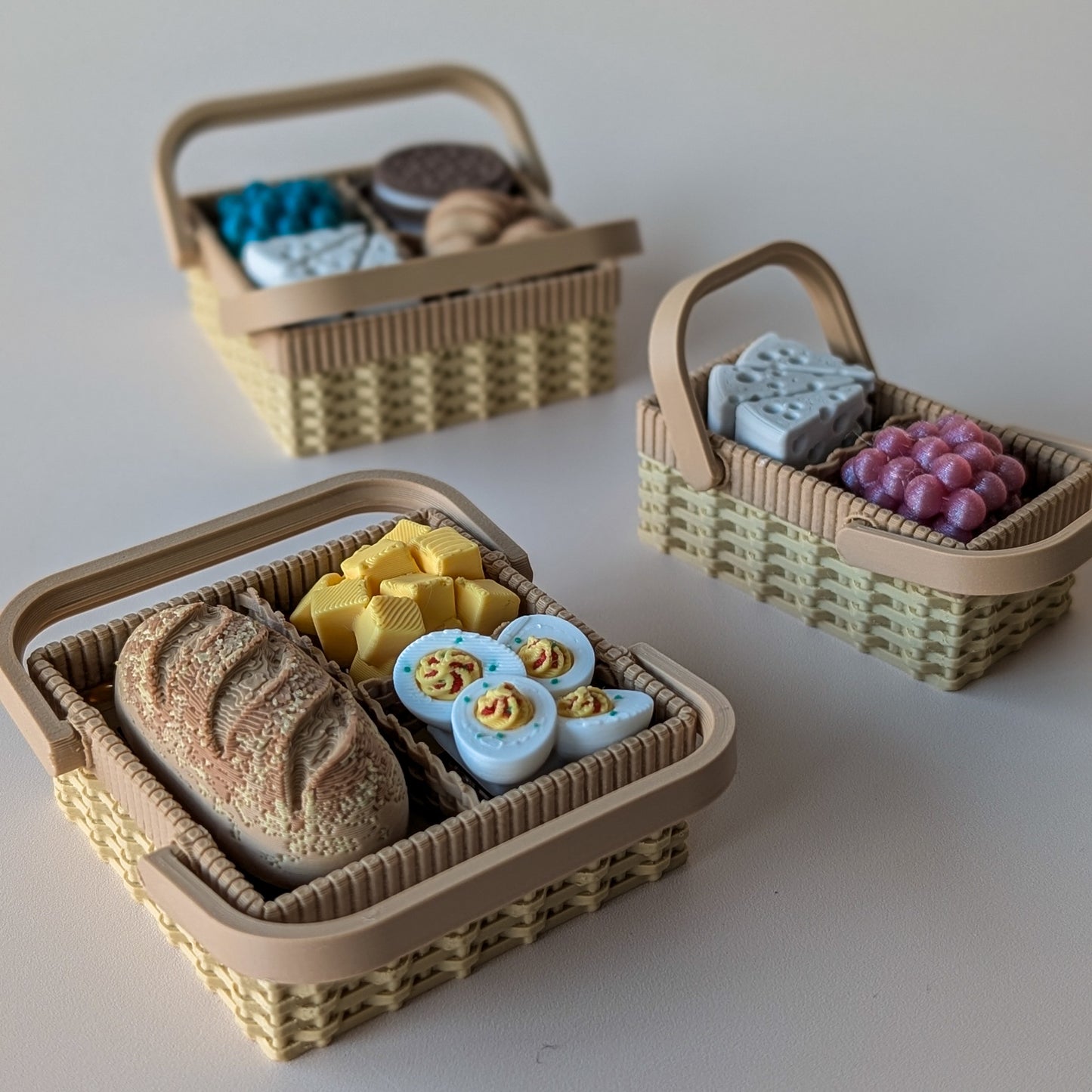 Picnic Clicker with baguette, grapes and cheese designs — unique fidget gift idea